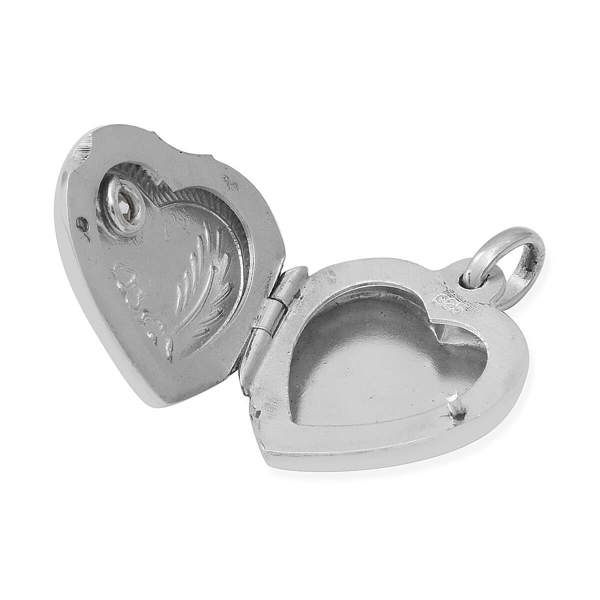 Sterling Silver Floral Engraved Heart Locket Pendant