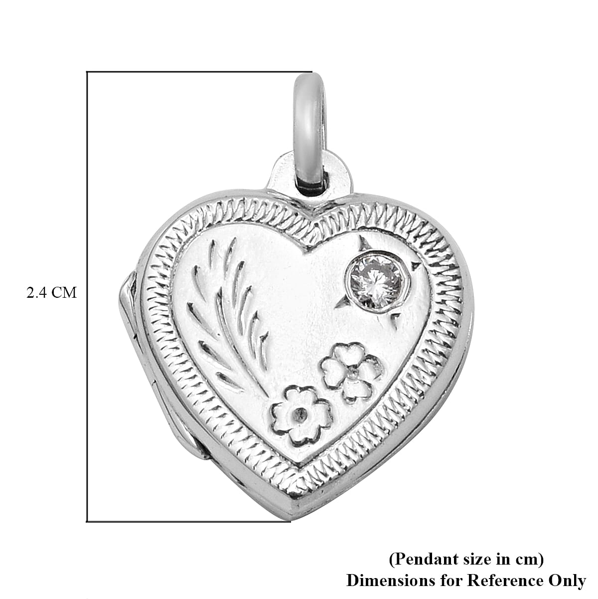 Sterling Silver Floral Engraved Heart Locket Pendant