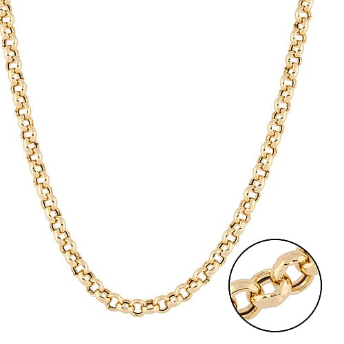 Italian Made - Gold Overlay Sterling Silver Rolo Chain (Size 18),  Sliver Wt. 18.50 Gms