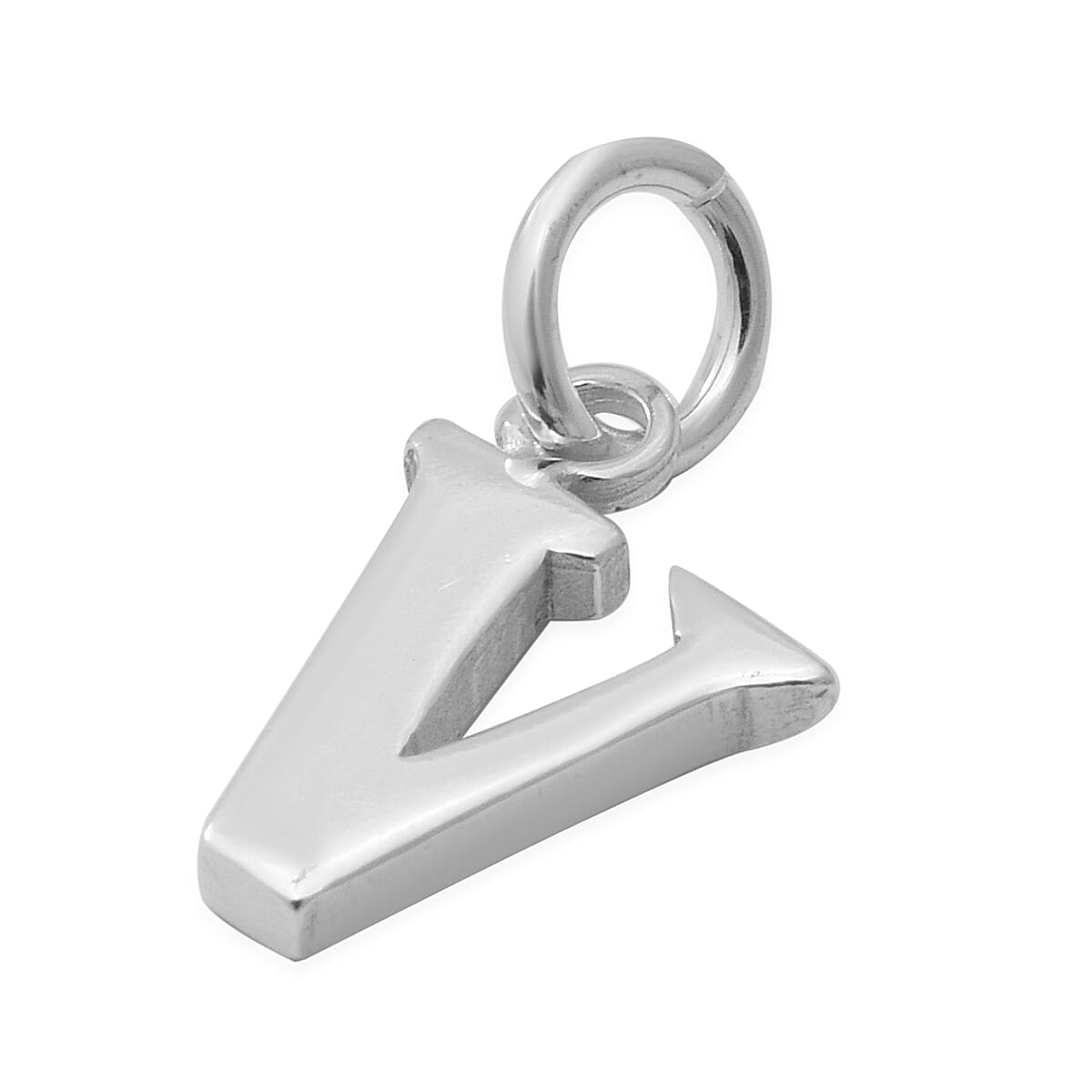Thai Sterling Silver - Rhodium Overlay Sterling Silver V Initial Pendant