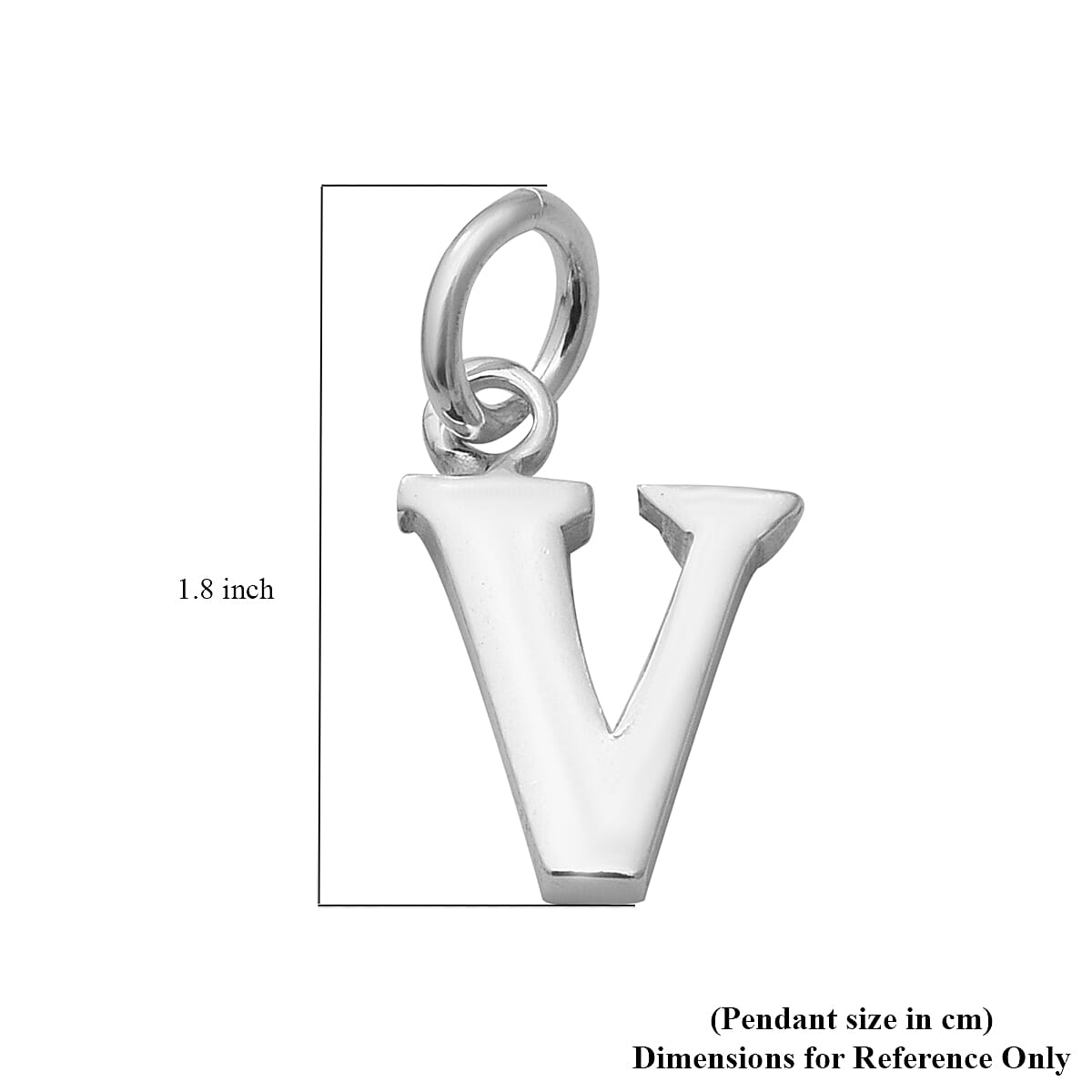 Thai Sterling Silver - Rhodium Overlay Sterling Silver V Initial Pendant