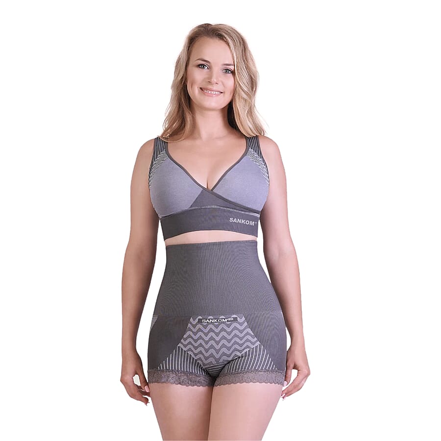 SANKOM SWITZERLAND Patent Premium Bamboo Grey High Waisted Briefs (Size S/M 8-10)