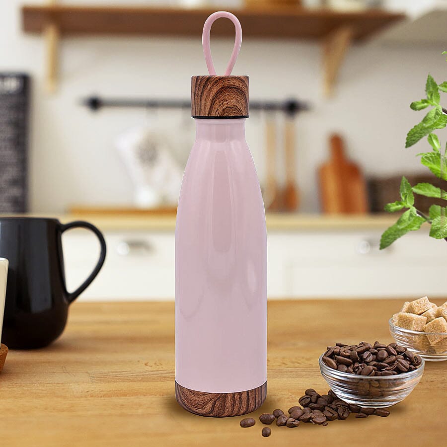 Ocean 8 Double Wall Stainless Steel Water Bottle For Hot & Cold Drinks - Pink