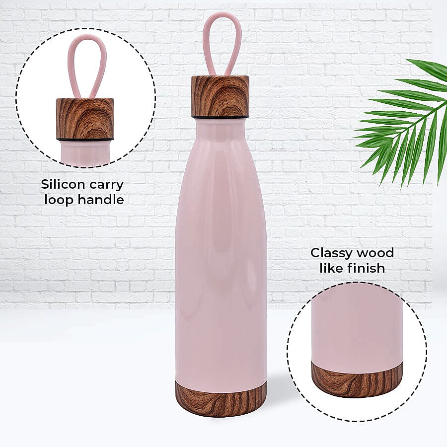 Ocean 8 Double Wall Stainless Steel Water Bottle For Hot & Cold Drinks - Pink