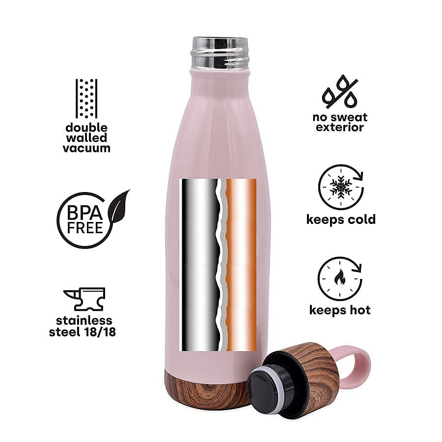 Ocean 8 Double Wall Stainless Steel Water Bottle For Hot & Cold Drinks - Pink