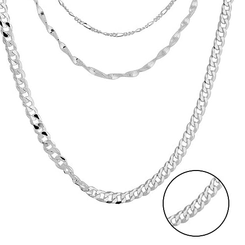 Italian Made - Sterling Silver Multi Chain Necklace (Size 15 -2 Inch Ext.), Silver Wt. 16.78 Gms