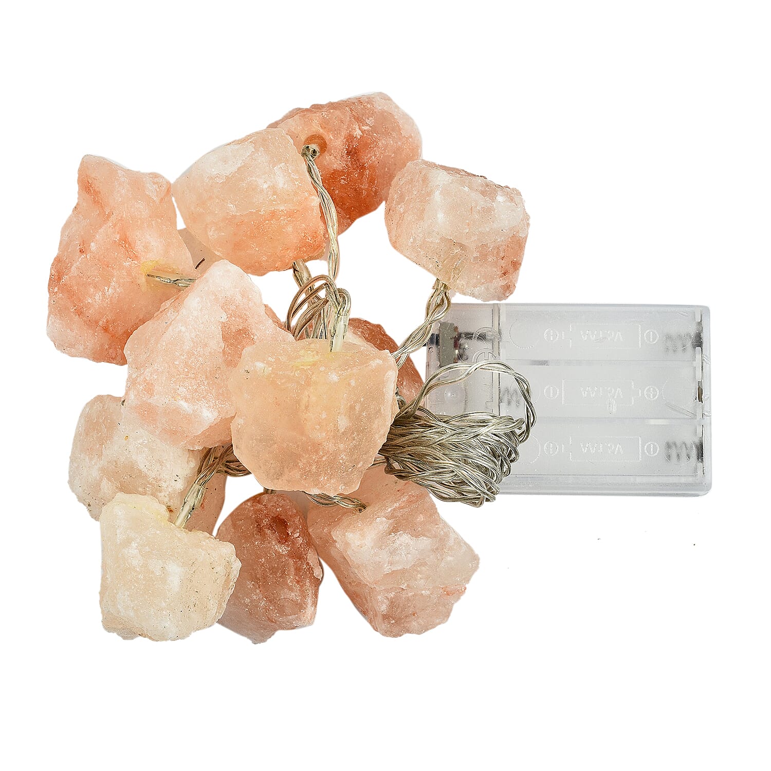 12 LED Lights with Rock Salt Chunks (3 AA Batteries Not Included, Size 208x4x4 cm)