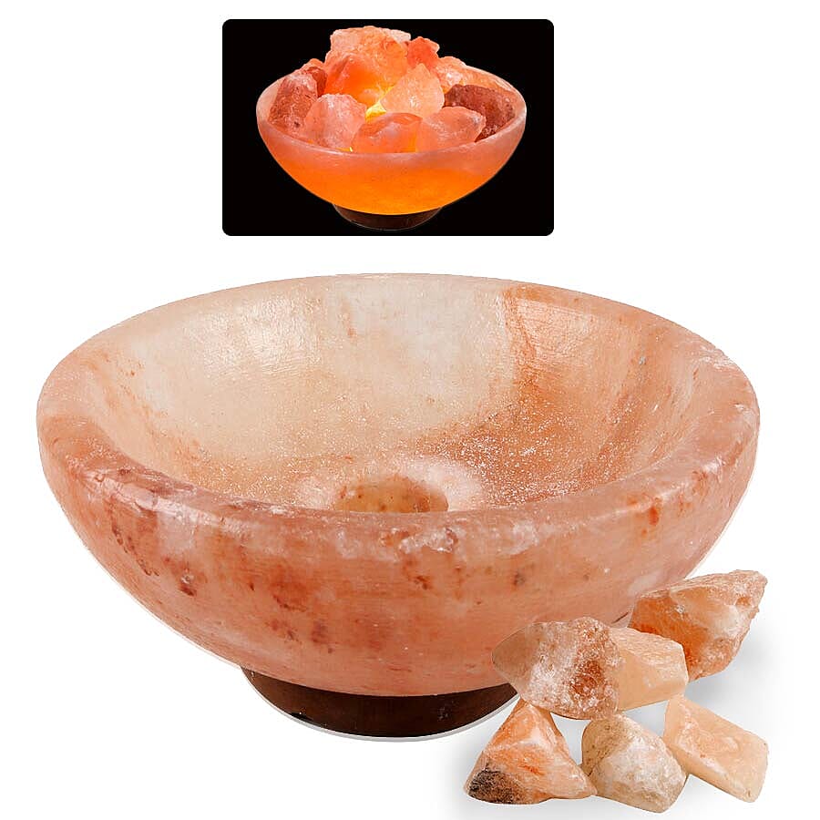 Himalayan Salt lamp Fire bowl with Massage Balls (Size- 10x9cm, Weight- 3.5kgs)