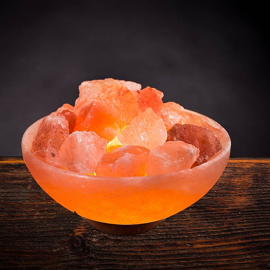Himalayan Salt lamp Fire bowl with Massage Balls (Size- 10x9cm, Weight- 3.5kgs)