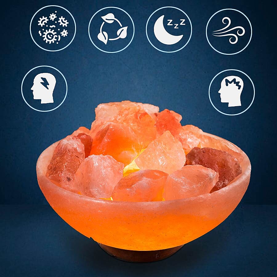 Himalayan Salt lamp Fire bowl with Massage Balls (Size- 10x9cm, Weight- 3.5kgs)