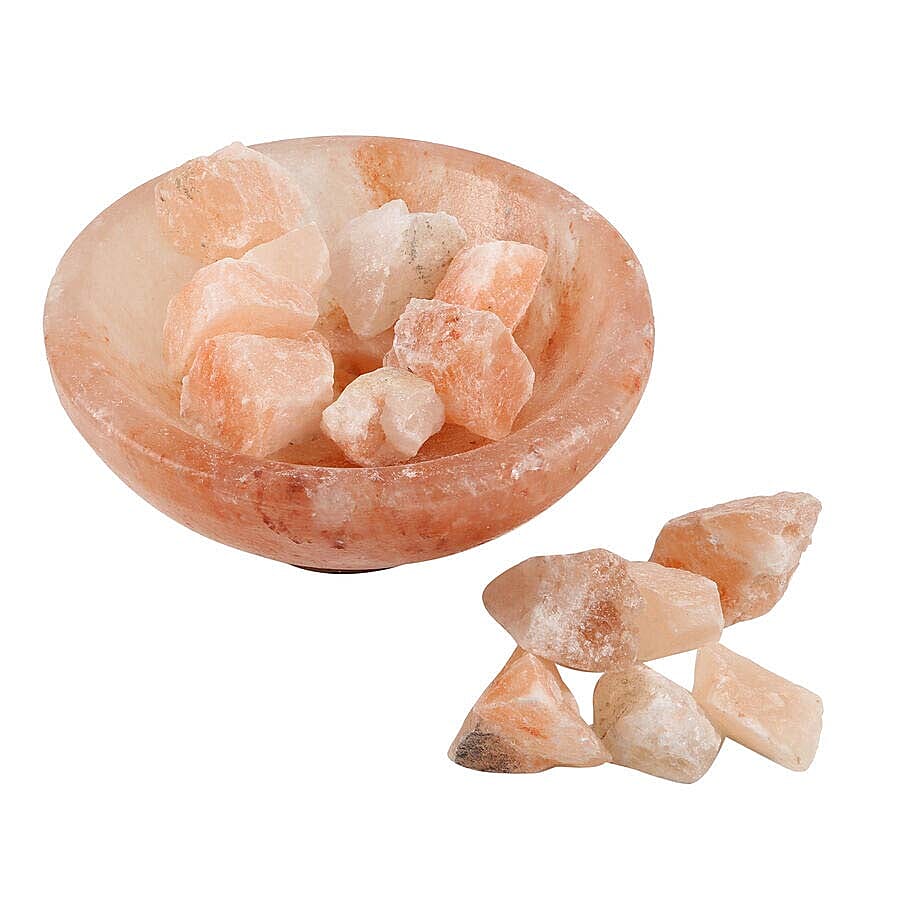 Himalayan Salt lamp Fire bowl with Massage Balls (Size- 10x9cm, Weight- 3.5kgs)