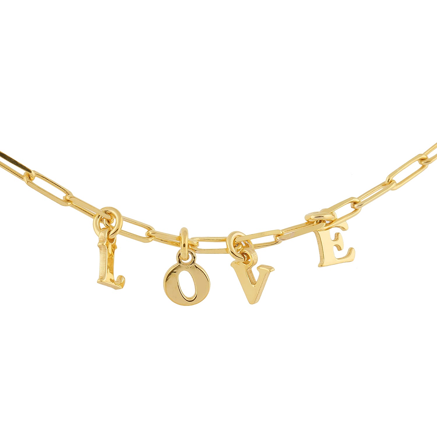 Italian Made - Gold Overlay Sterling Silver Love-Charm Belcher Bracelet (Size 7.5 with 1 inch Extender)