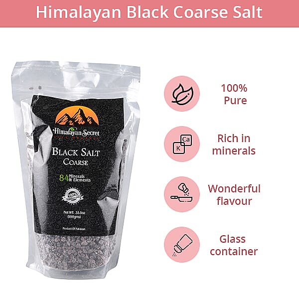 100% Pure Himalayan Black Coarse Salt Mill 200g with 950g Refill Pouch