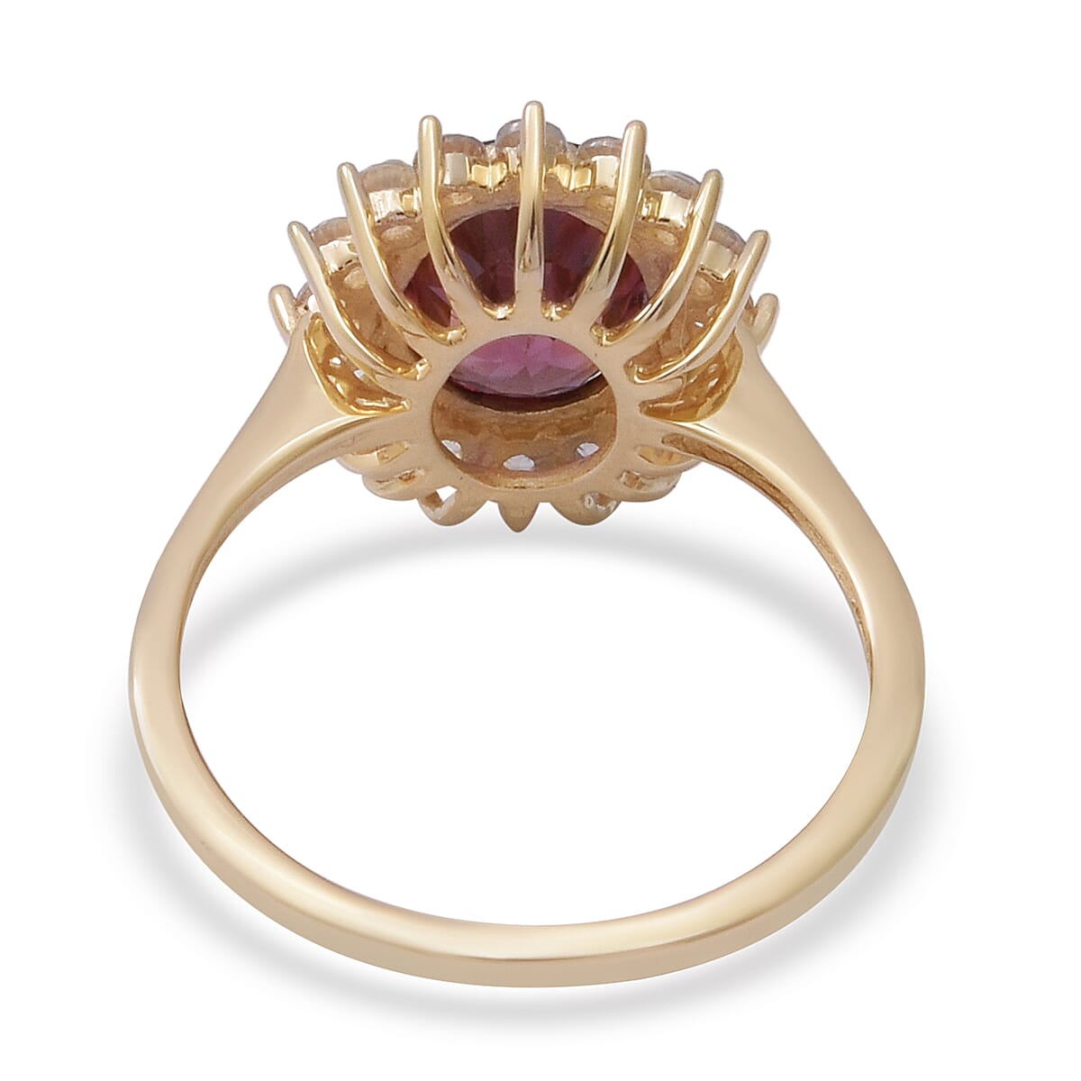 9K Yellow Gold Tanzanian Pink Zircon & Natural Zircon Halo Ring 5.54 Ct.