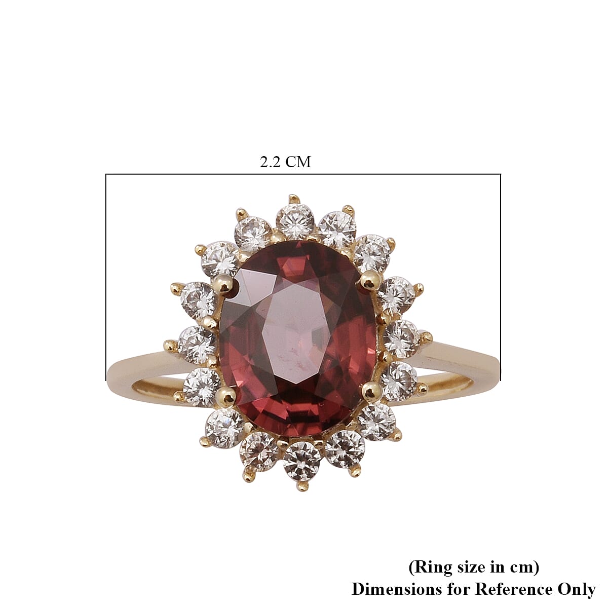 9K Yellow Gold Tanzanian Pink Zircon & Natural Zircon Halo Ring 5.54 Ct.