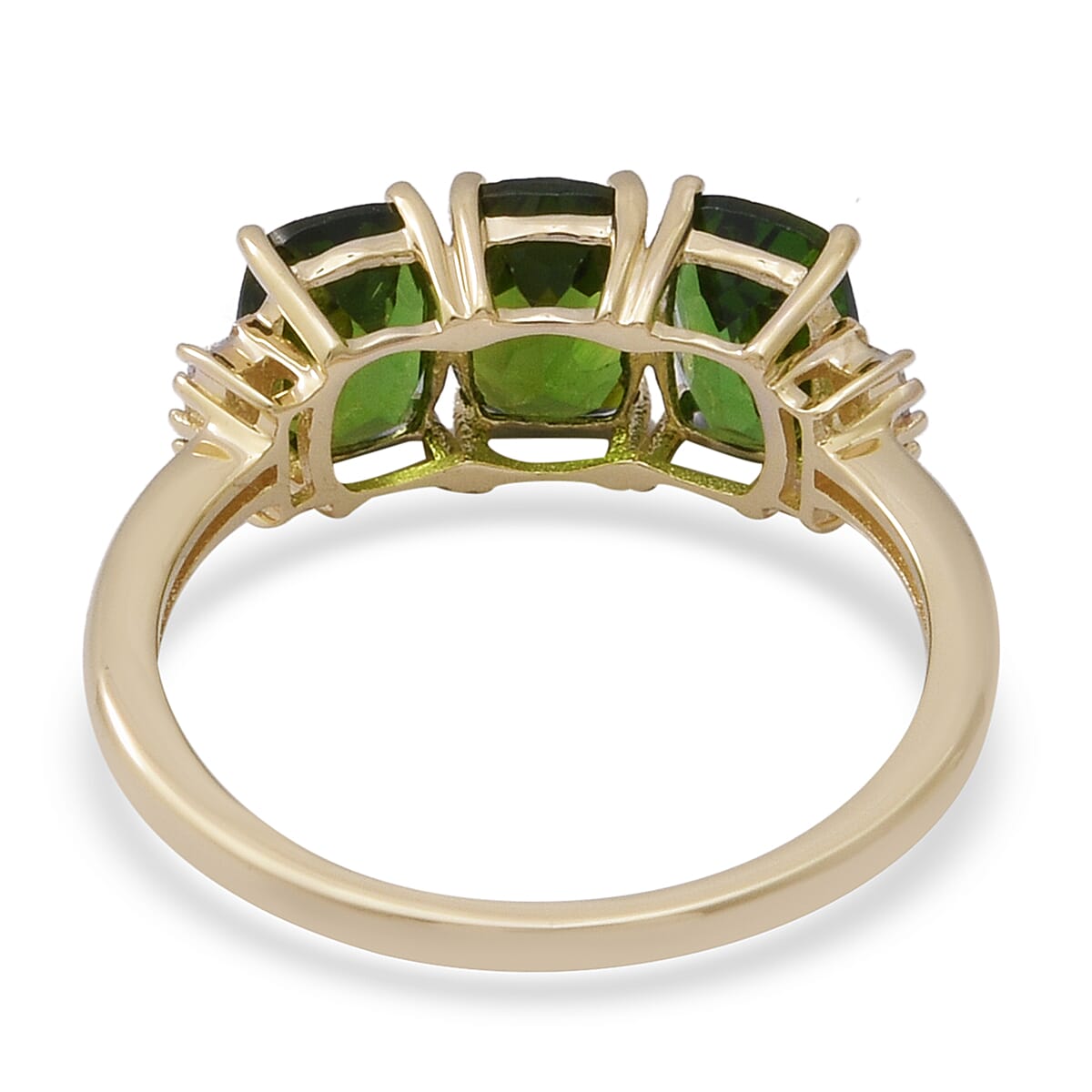 9K Yellow Gold AA Chrome Diopside and White Diamond Ring 2.84 Ct.