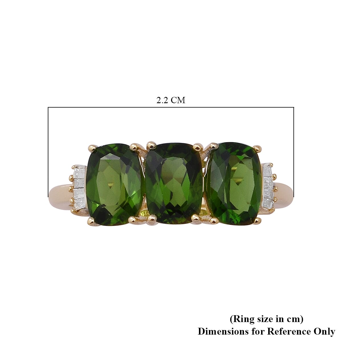 9K Yellow Gold AA Chrome Diopside and White Diamond Ring 2.84 Ct.