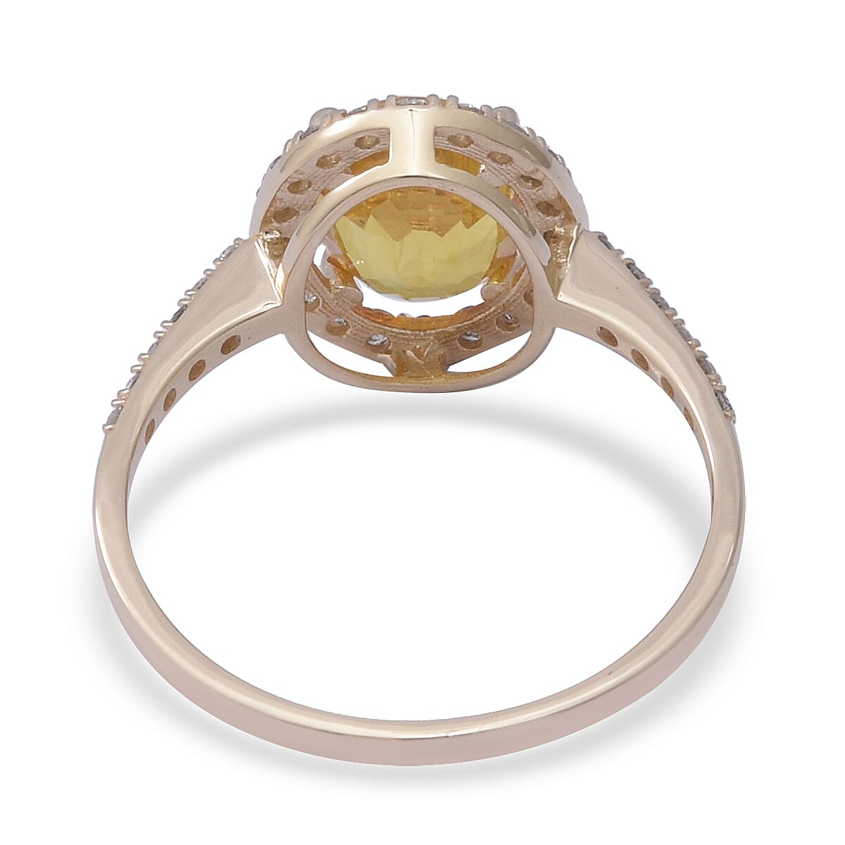 Limited Edition- 9K Yellow Gold Yellow Sapphire and Diamond Halo Ring 2.78 Ct