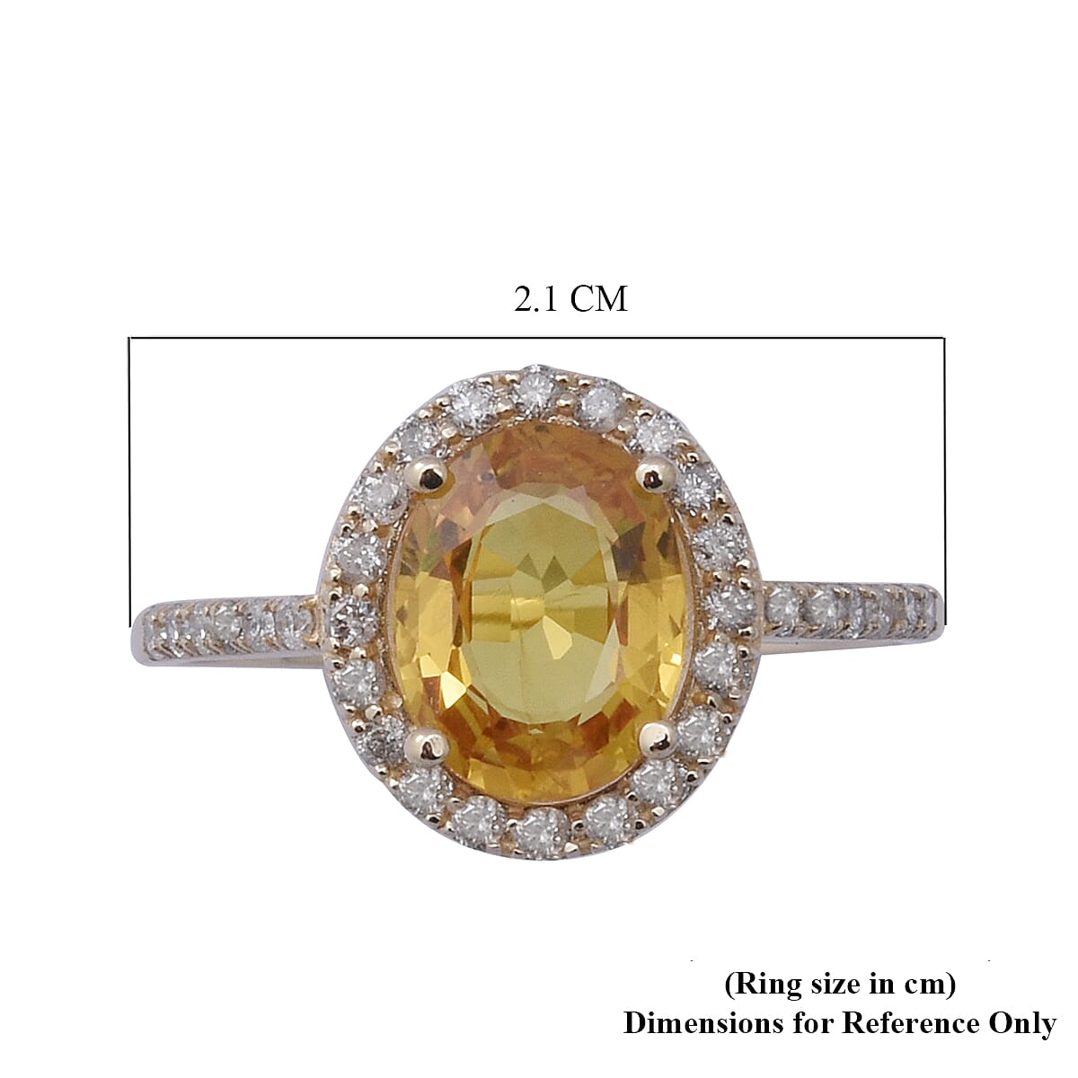Limited Edition- 9K Yellow Gold Yellow Sapphire and Diamond Halo Ring 2.78 Ct