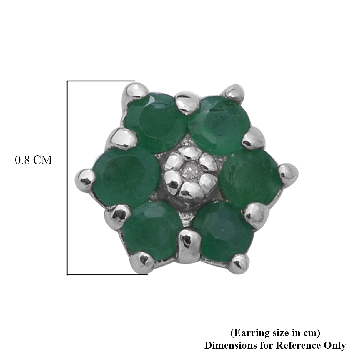 Kagem Zambian Emerald and Diamond Floral Stud Earrings in Rhodium Overlay Sterling Silver 1.00 Ct.