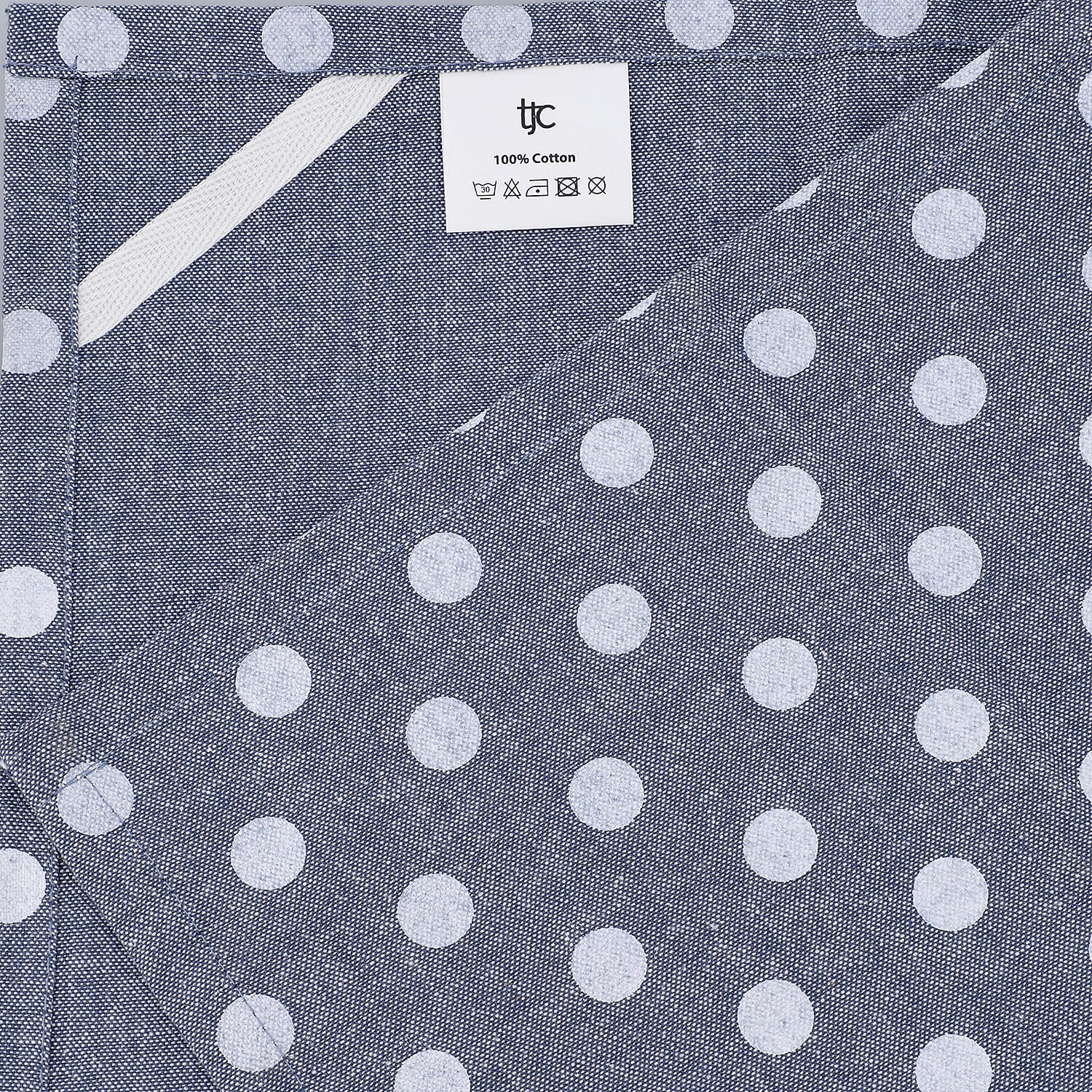 Set of 6 - 100% Cotton Polka Dot Printed Kitchen Towels (50x70cm) - Blue, Black an Grey