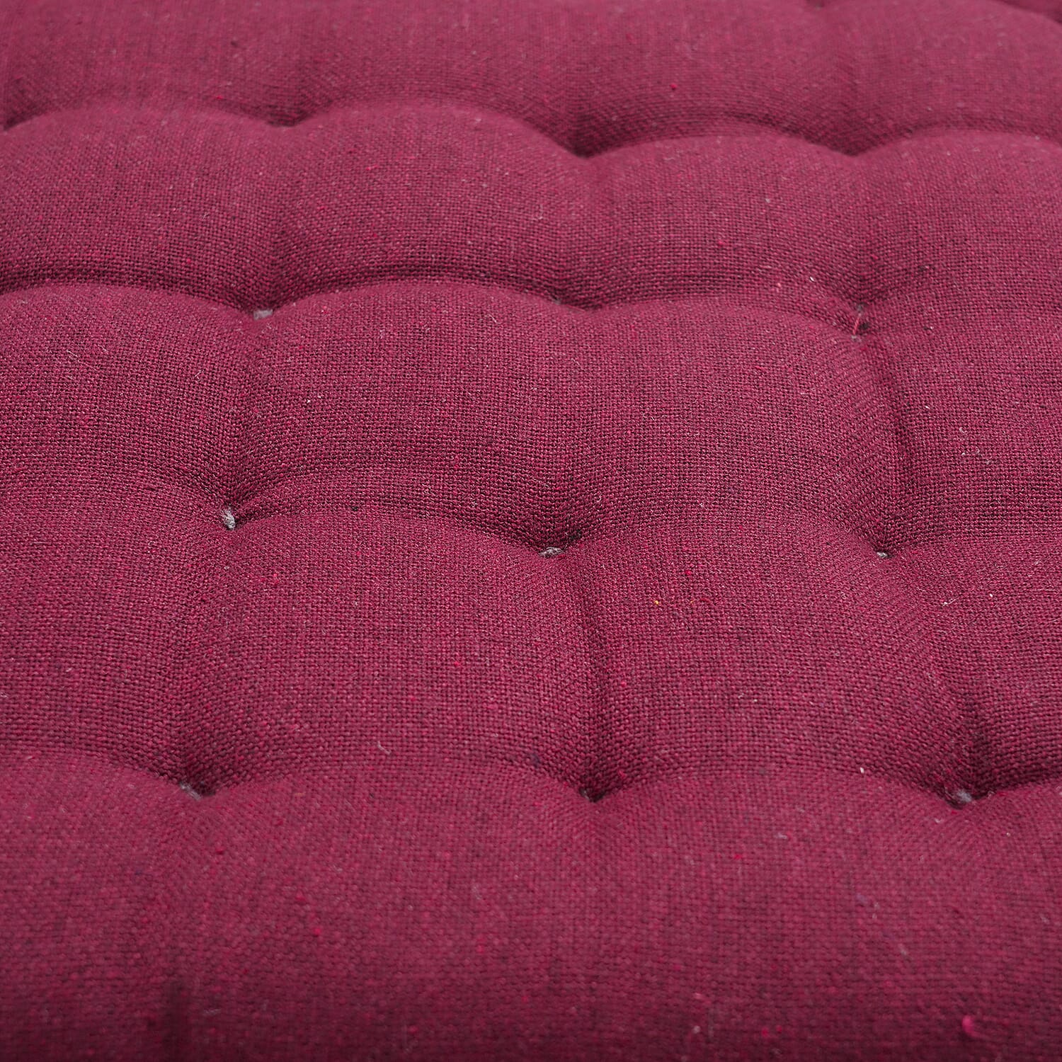 Set of 2 - 100% Cotton Cover and Filled Chair Pads with Fringes (40 cm) - Wine Red