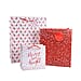 Pack of 3 Christmas Gift Bags - Includes 3 Assorted Red Foil Designs (Merry and Bright)