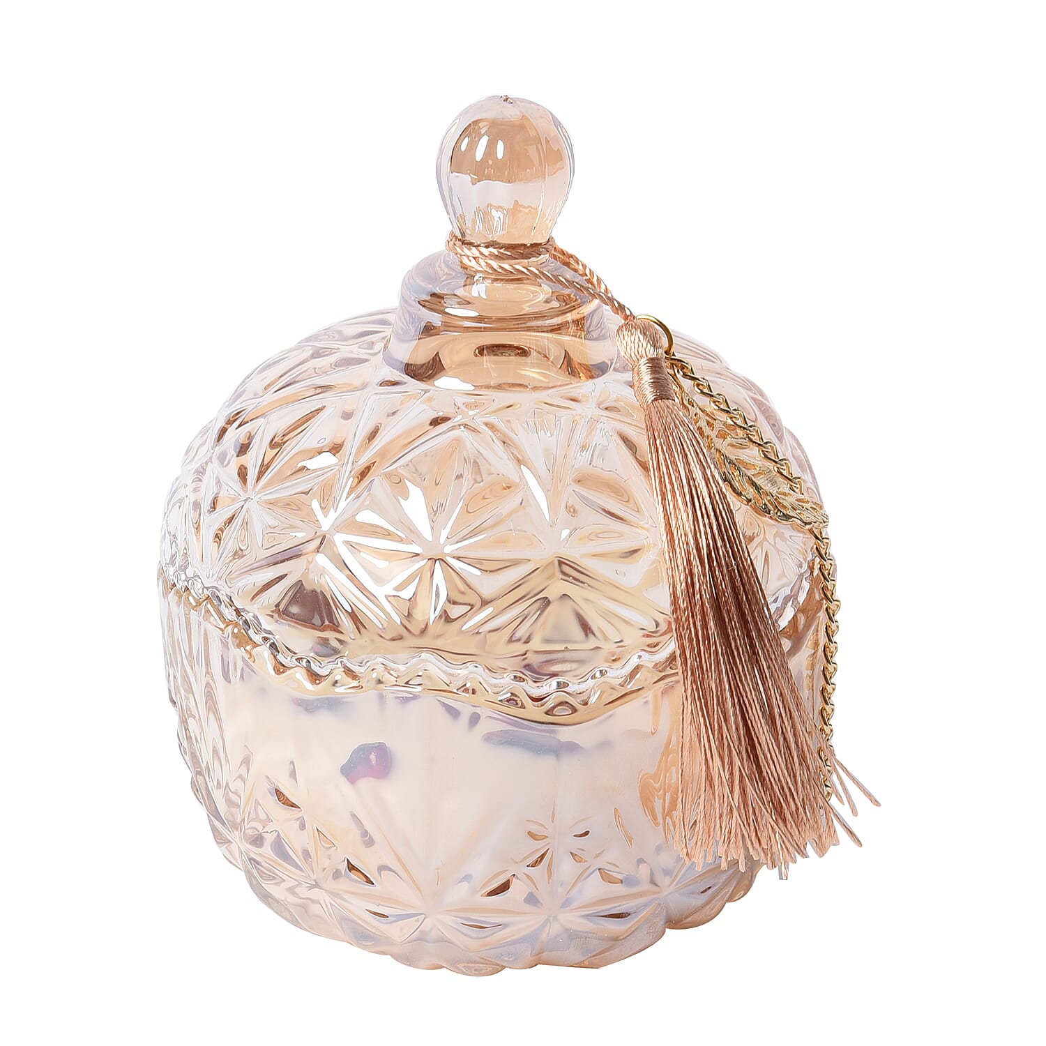 The 5th Season Grasse Style Scented Candle Containing Red Agate Jade in Tassel Design Glass Container