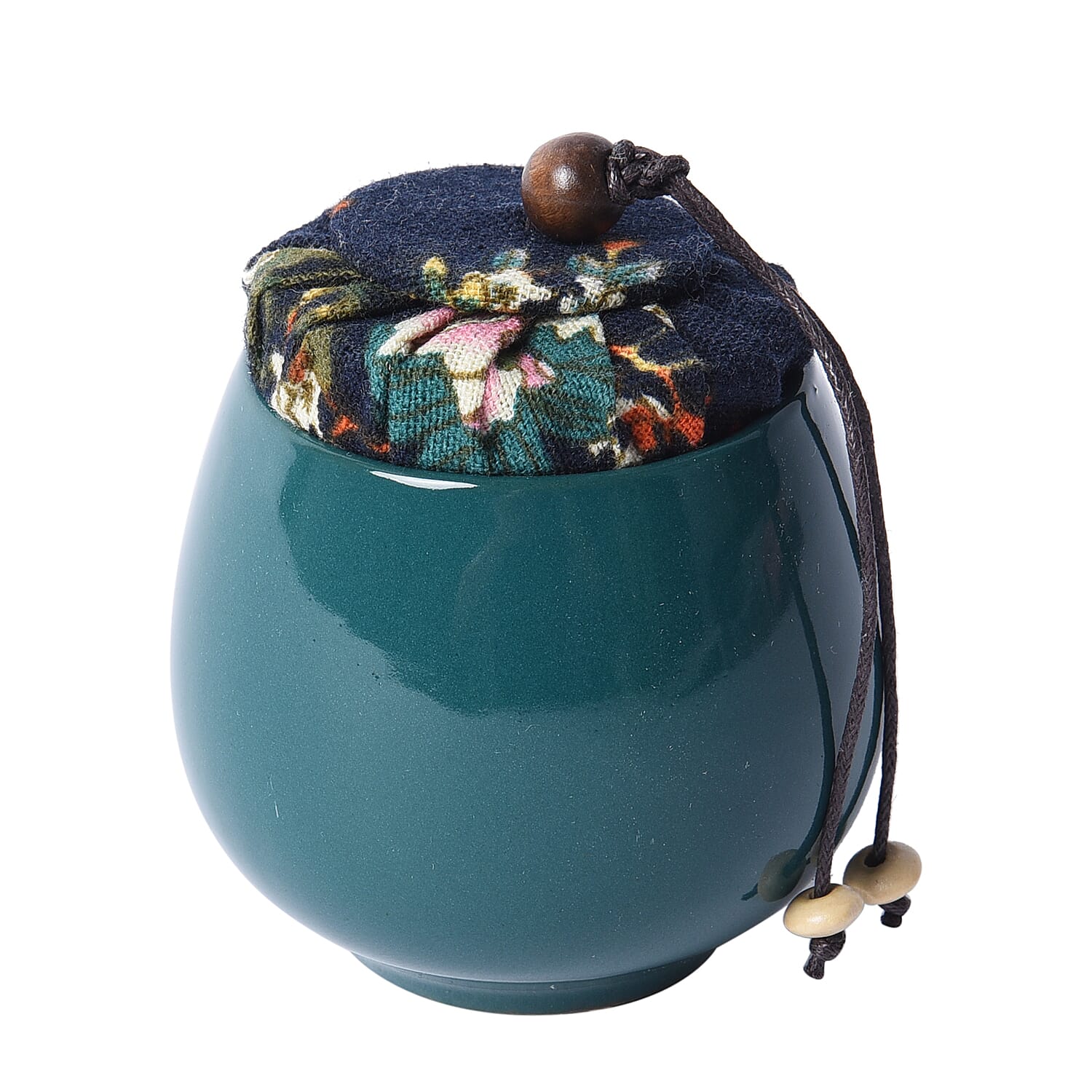 The 5th Season Scented Soy Wax Candle with Artificial Flowers in Wooden Gift Box - Dark Green