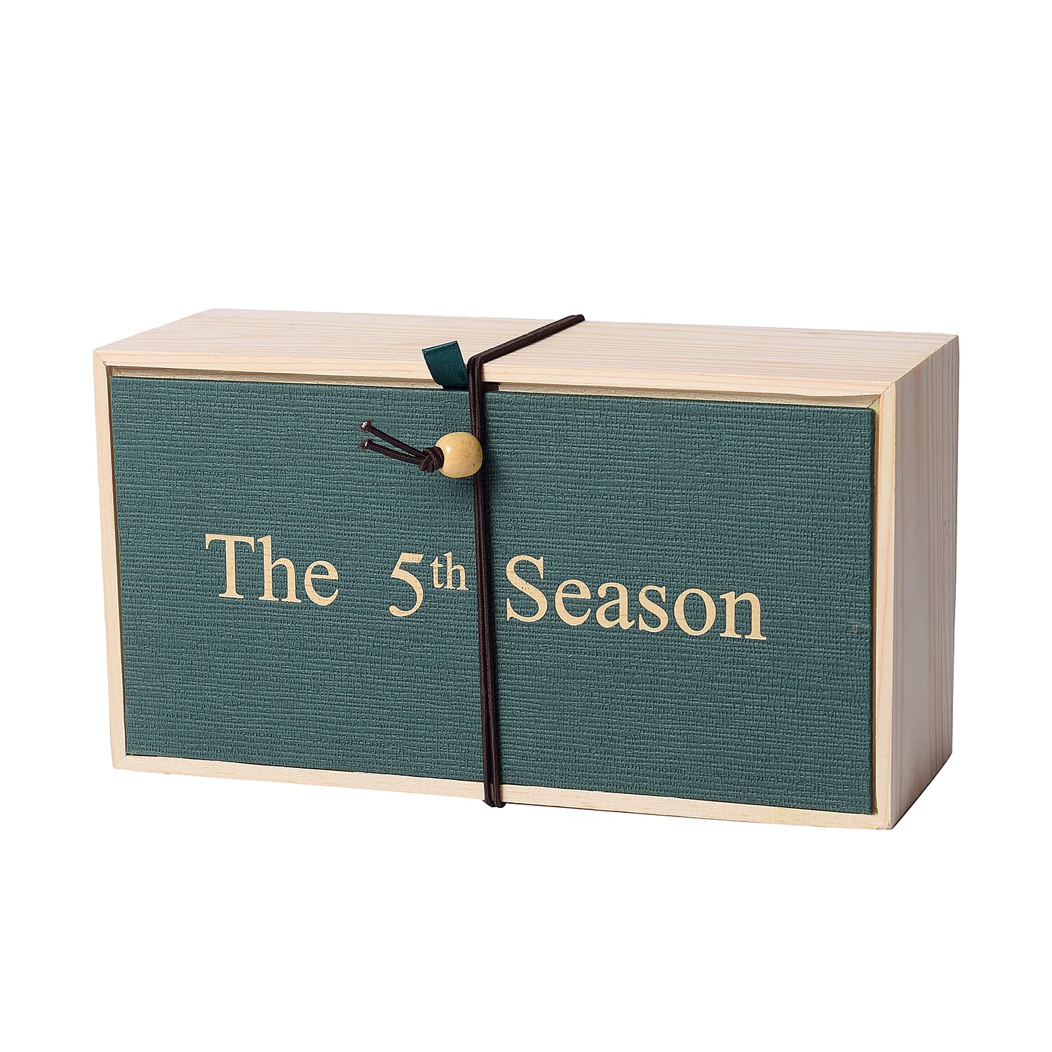 The 5th Season Scented Soy Wax Candle with Artificial Flowers in Wooden Gift Box - Dark Green