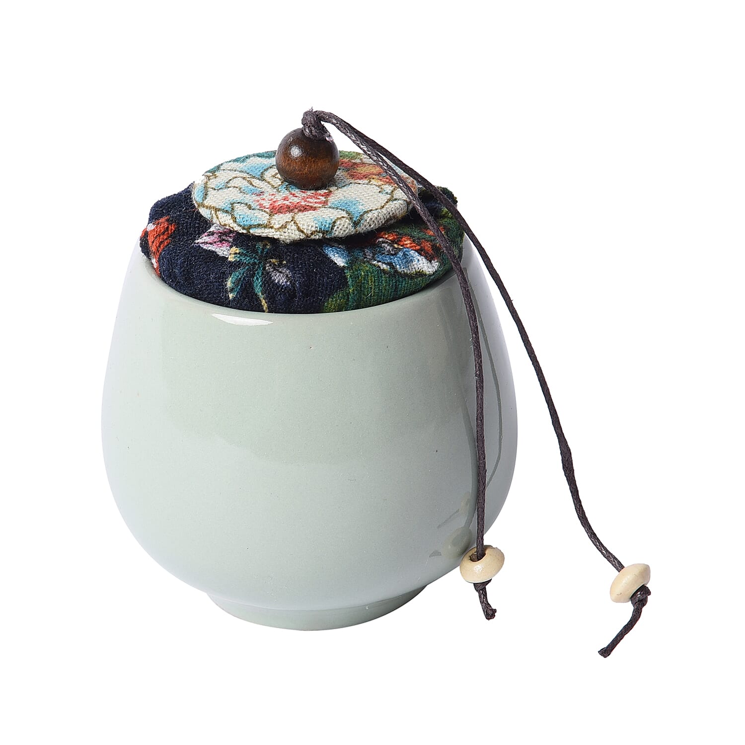 The 5th Season Scented Soy Wax Candle with Artificial Flowers in Wooden Gift Box - Light Green