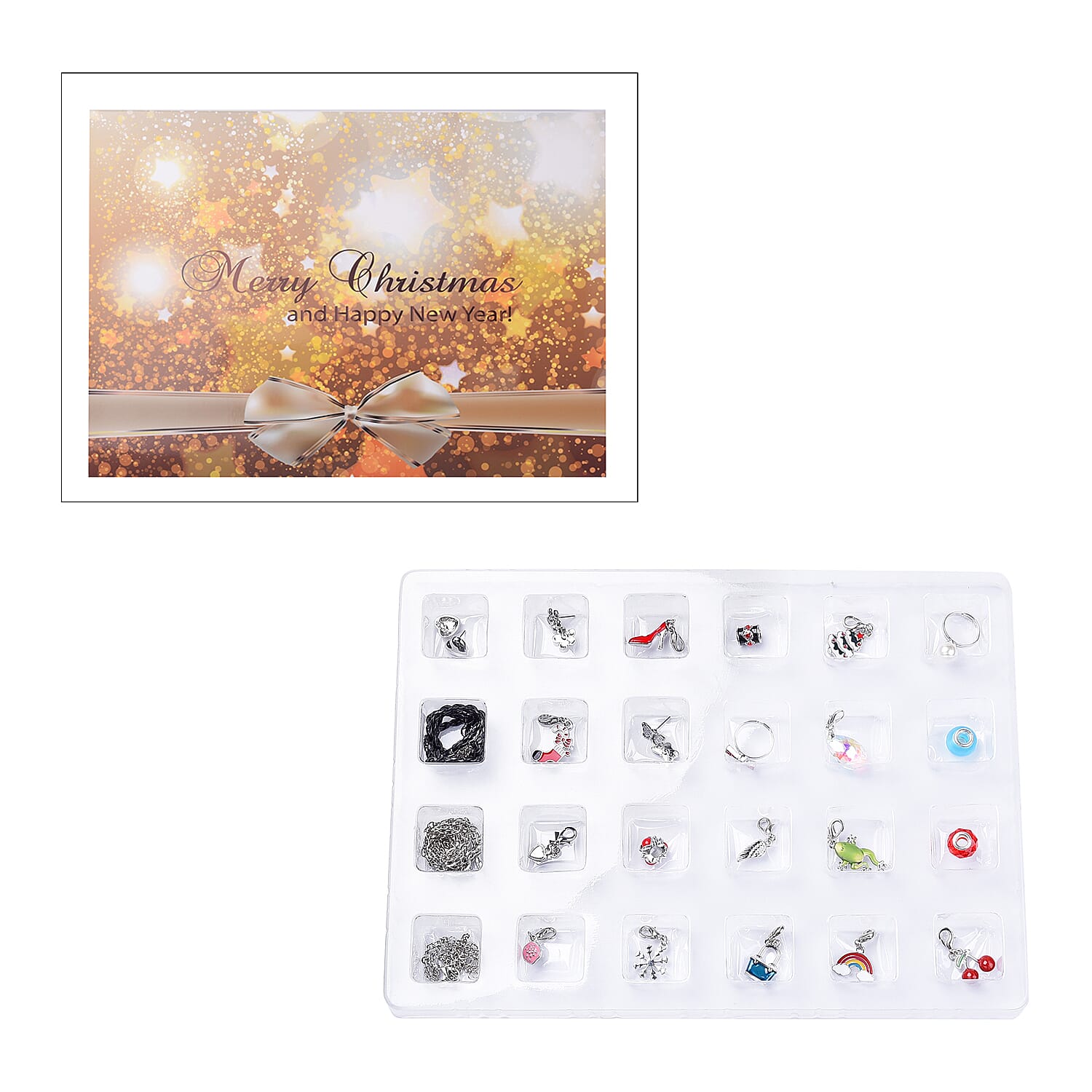 TJC Advent Calendar- 24 Piece Set of Necklace, Chain, Bracelet,  Rings, Pendants, Earrings and Charms