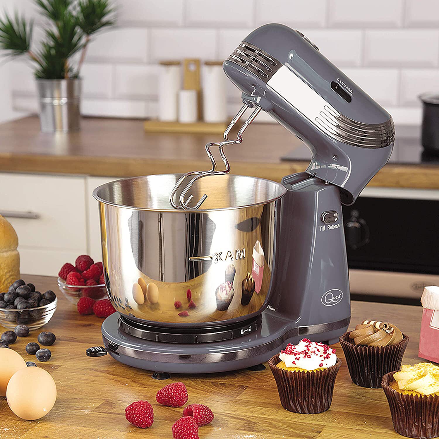 Compact Stand Mixer - 6 Speed - Grey - 250 Watts