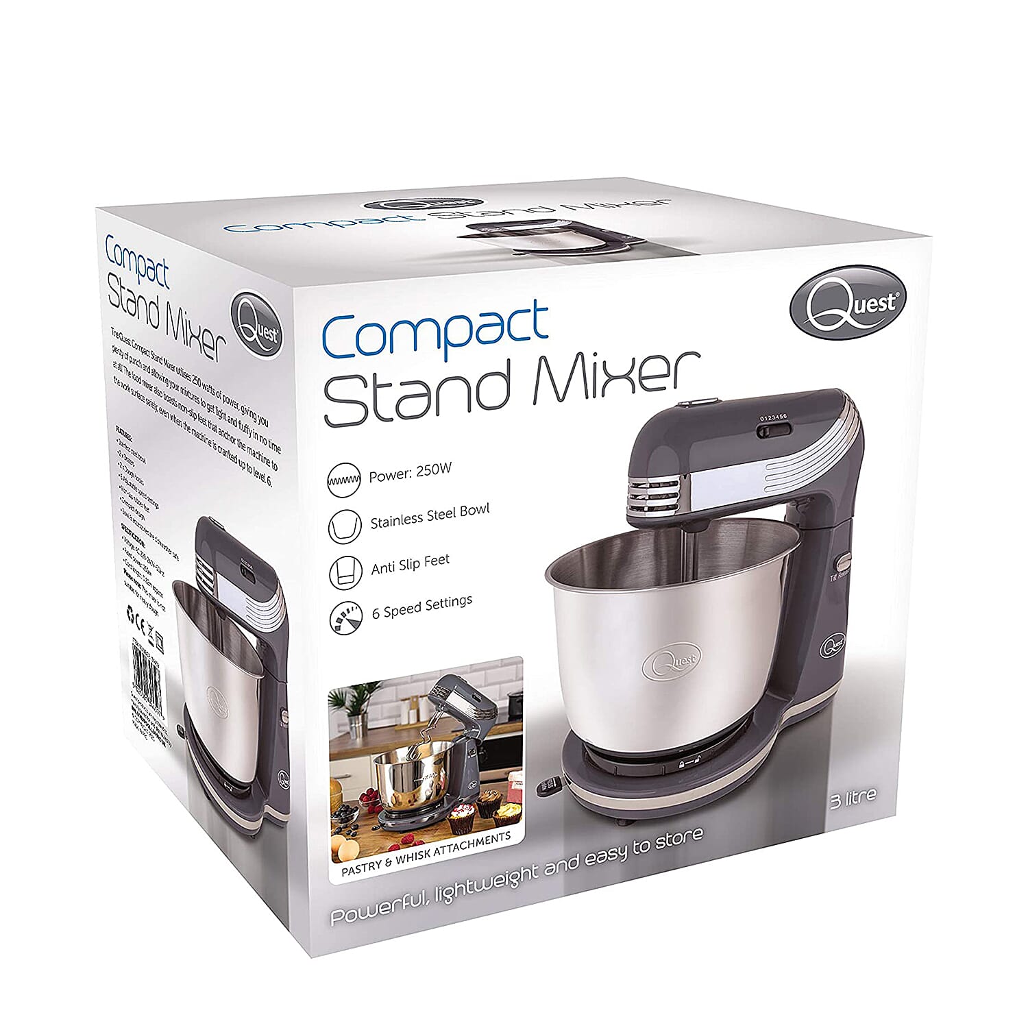 Compact Stand Mixer - 6 Speed - Grey - 250 Watts