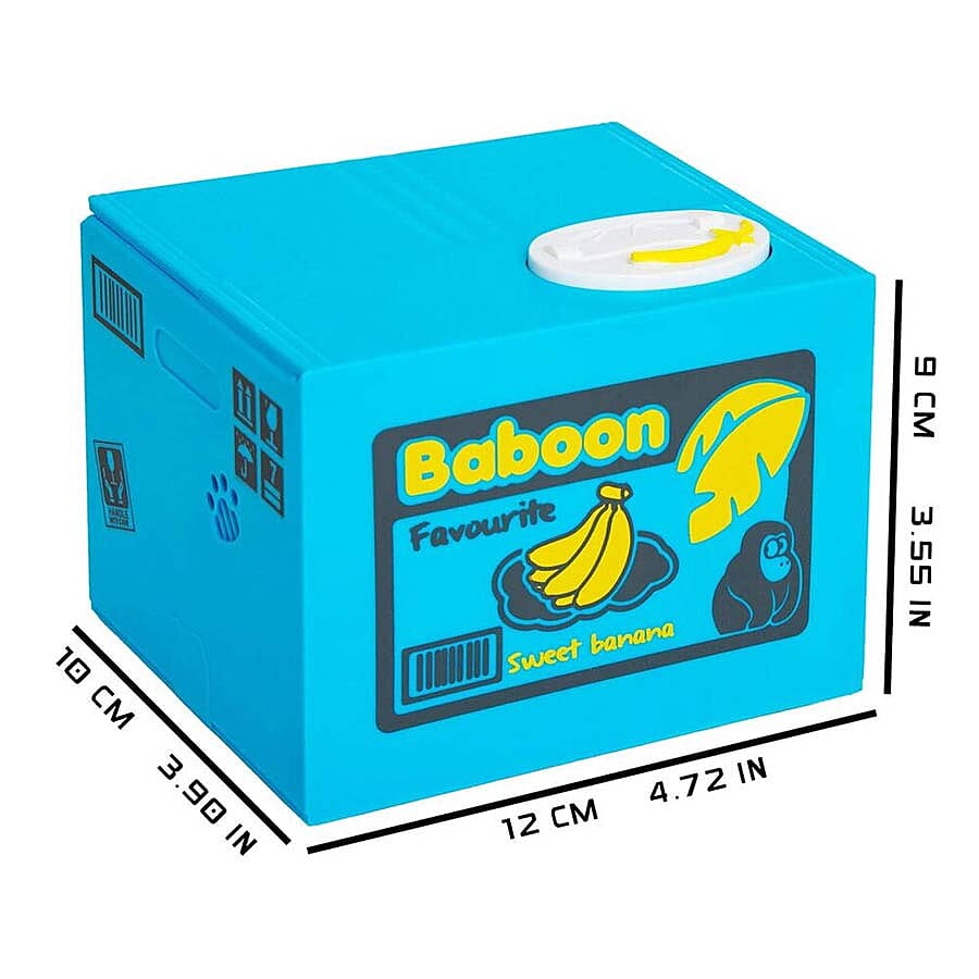 Coin Stealing Monkey Money Box (Size 12x10x9cm) - 2xAA Batteries not included