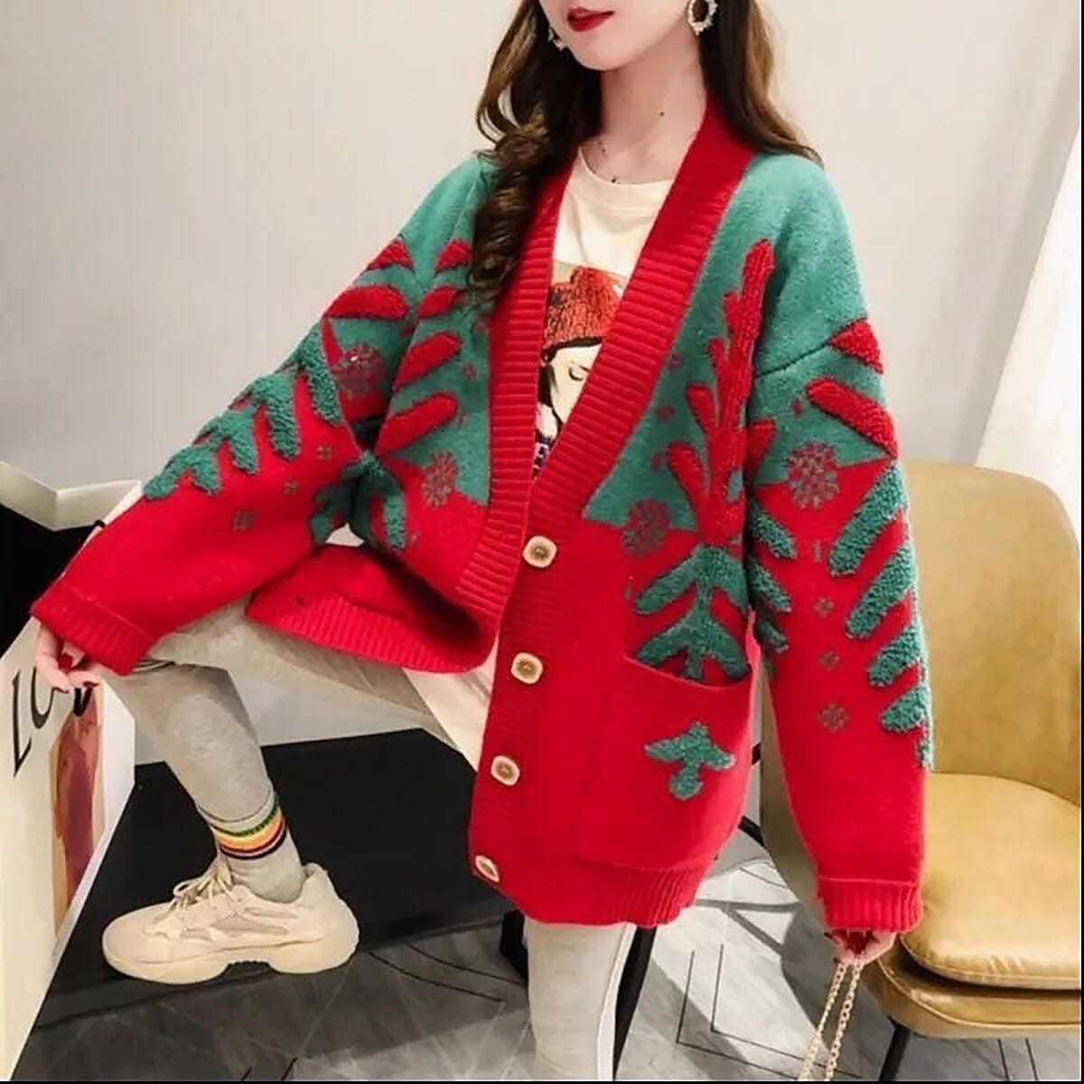 Kris Ana Wool & Cashmere Mix  Cardigan One Size (8-16)  - Red