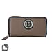 100% Genuine Leather RFID Ash Grey Wallet with Petrol Green Piping and Zipper Closure