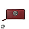 100% Genuine Leather RFID Red Wallet with Dark Navy Piping and Zipper Closure