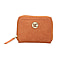 100% Genuine Leather RFID Floral Vine Embossed Orange Wallet with Zipper Closure