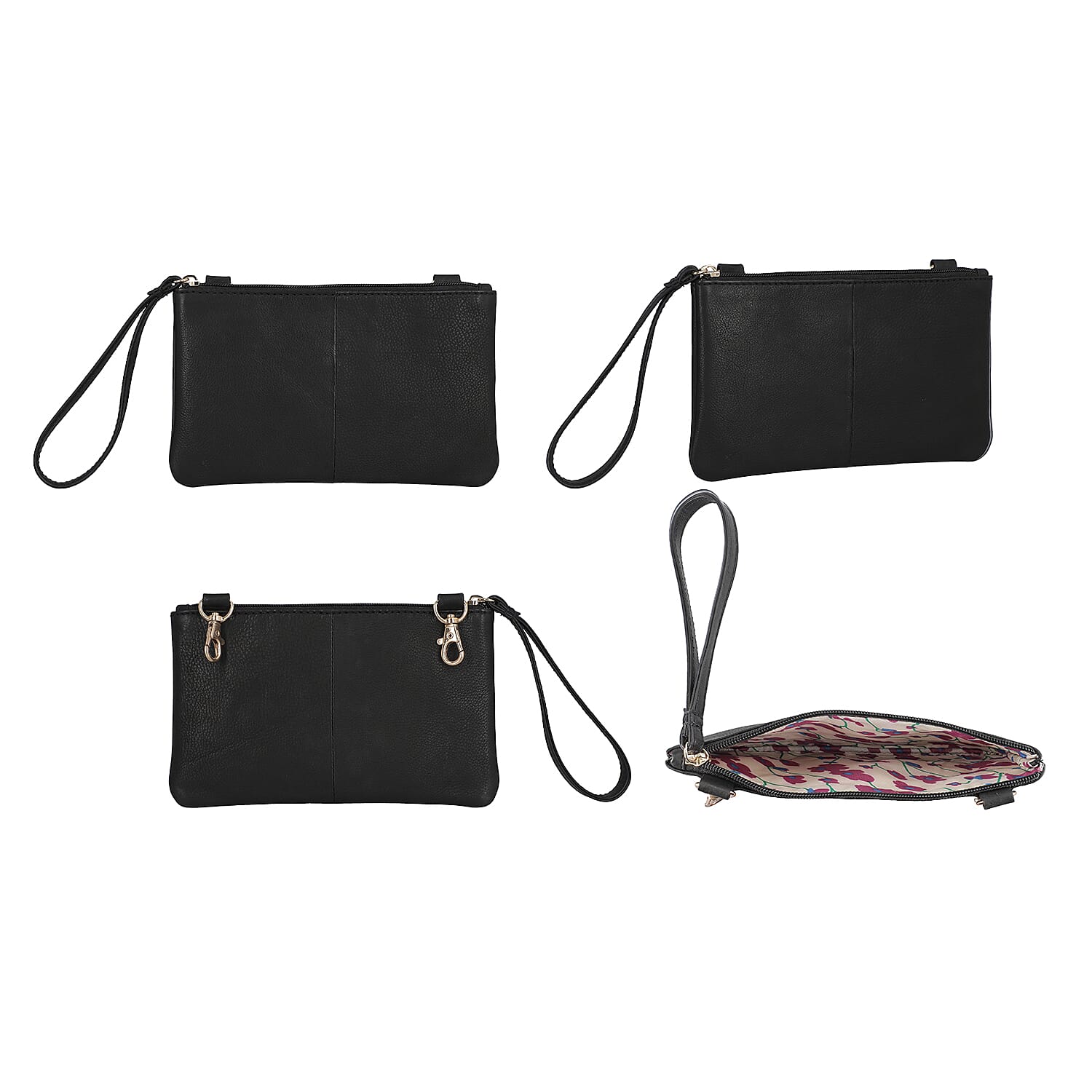 Union Code Genuine Leather Black Tote Bag and RFID Wrislet with Zipper Closure