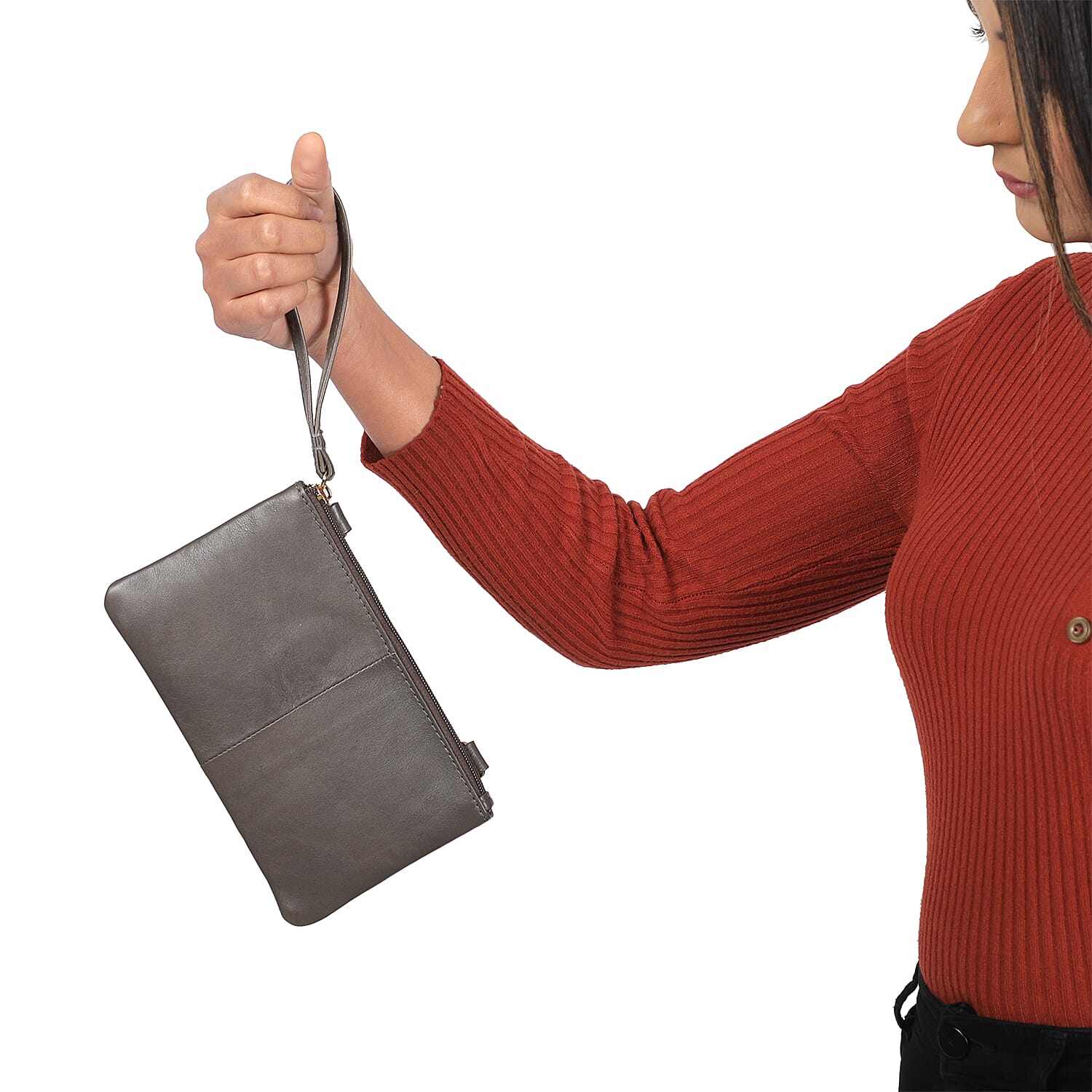 Union Code Genuine Leather Black Tote Bag and RFID Wrislet with Zipper Closure