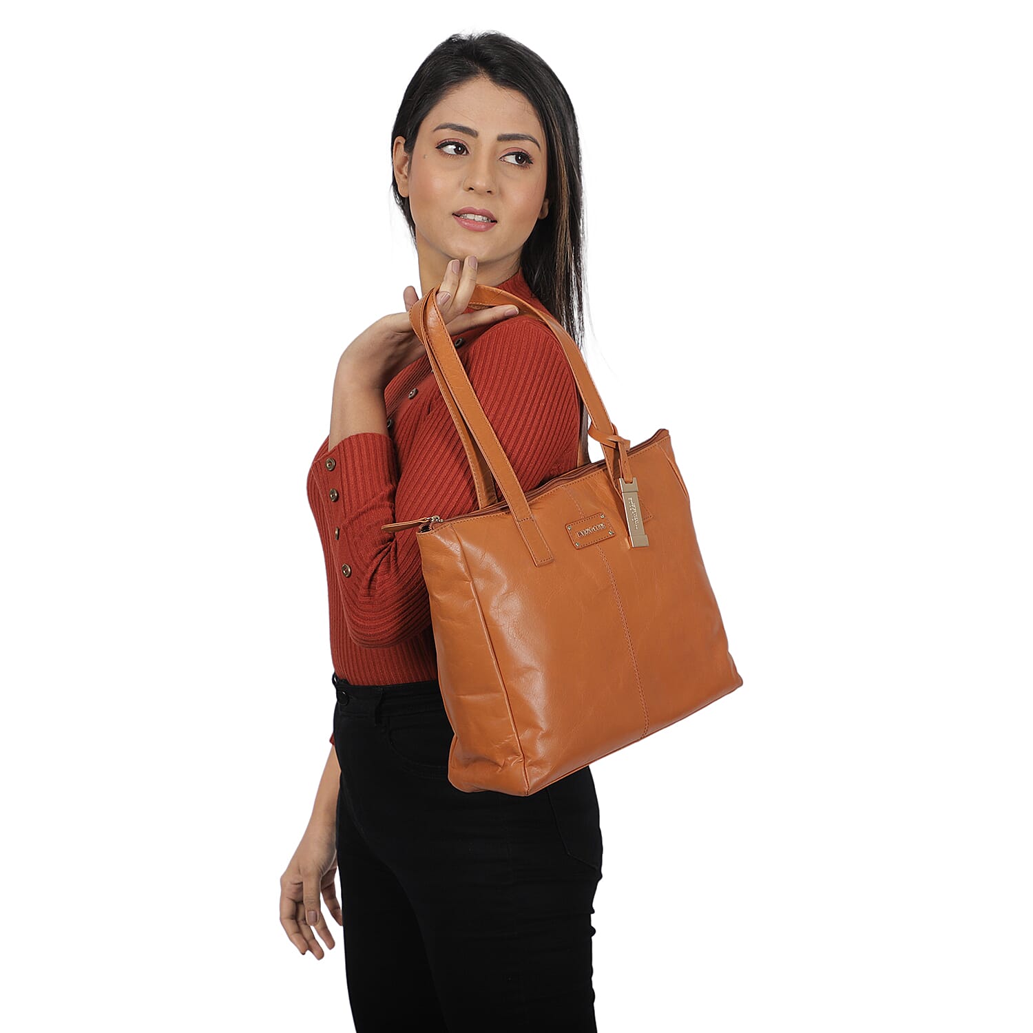 Union Code Genuine Leather Black Tote Bag and RFID Wrislet with Zipper Closure
