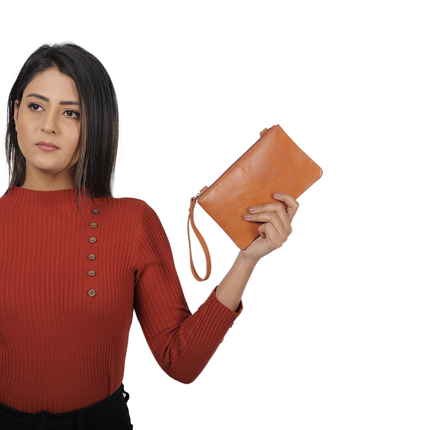 Union Code Genuine Leather Black Tote Bag and RFID Wrislet with Zipper Closure