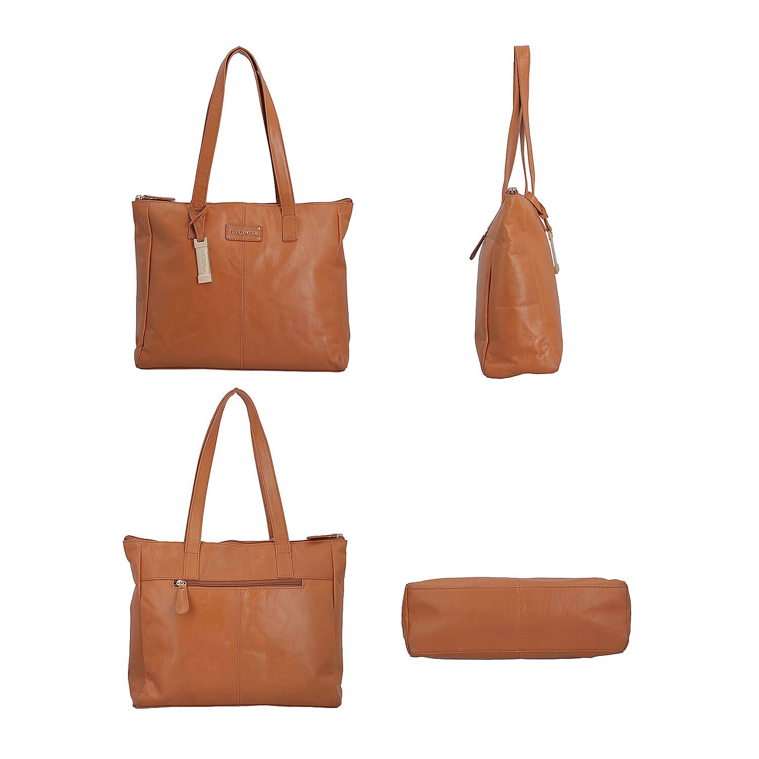 Union Code Genuine Leather Black Tote Bag and RFID Wrislet with Zipper Closure