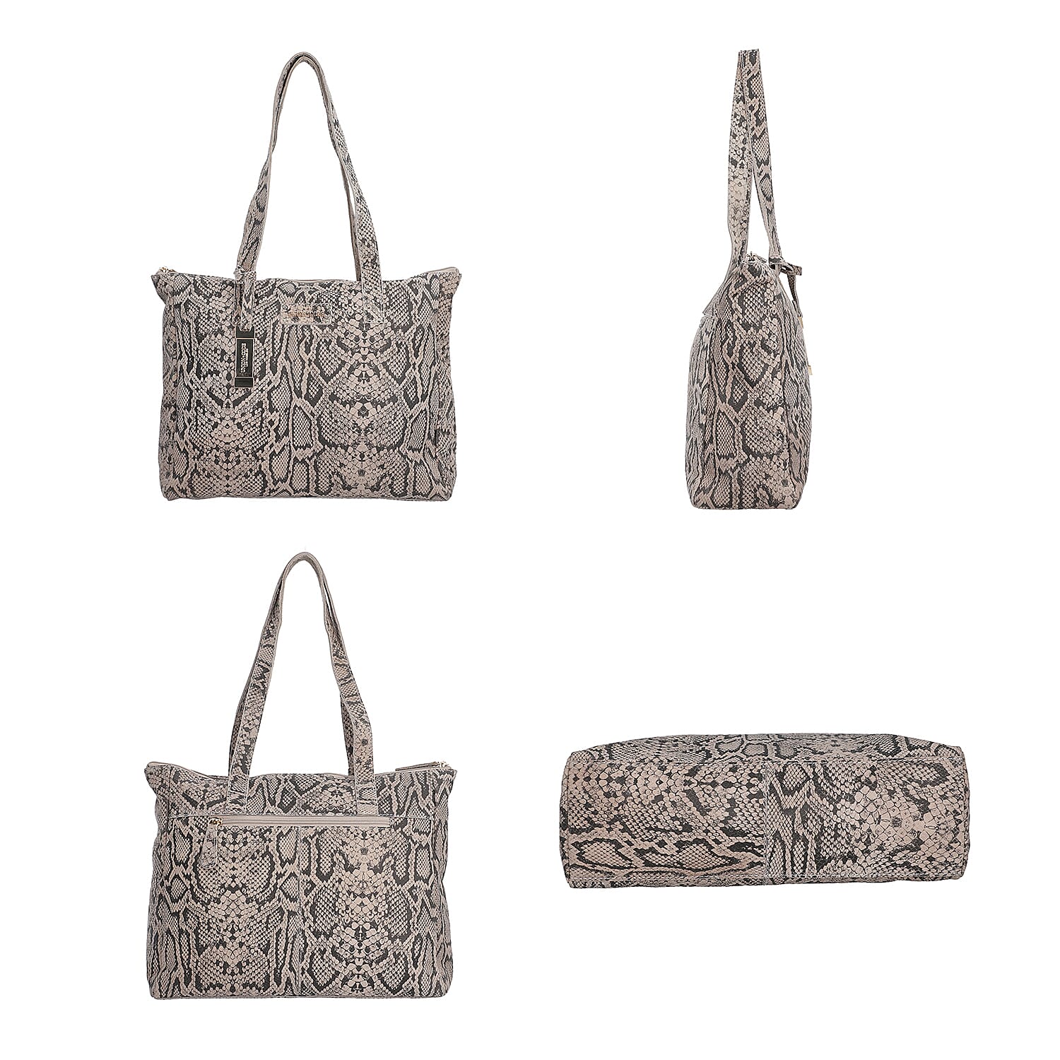 Union Code Genuine Leather Black Tote Bag and RFID Wrislet with Zipper Closure