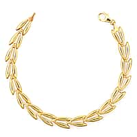 Italian Made 9K Yellow Gold 6.4MM V-Link Vintage Style Bracelet with Lobster Clasp 7.5 Inch