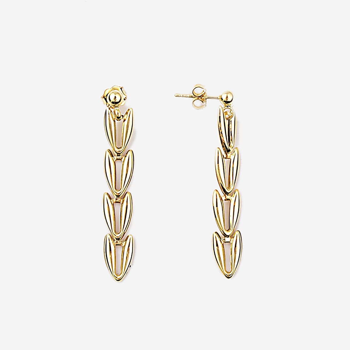 9K Yellow Gold V-Link Earrings Vintage Style (with Push Back), Gold Wt. 2.52 Gms
