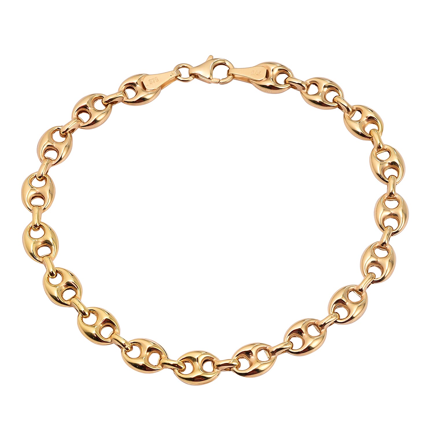 Italian Made- 9K Yellow Gold Mariner Bracelet (Size 8.5) with Lobster Clasp, Gold Wt 8.50 Gms