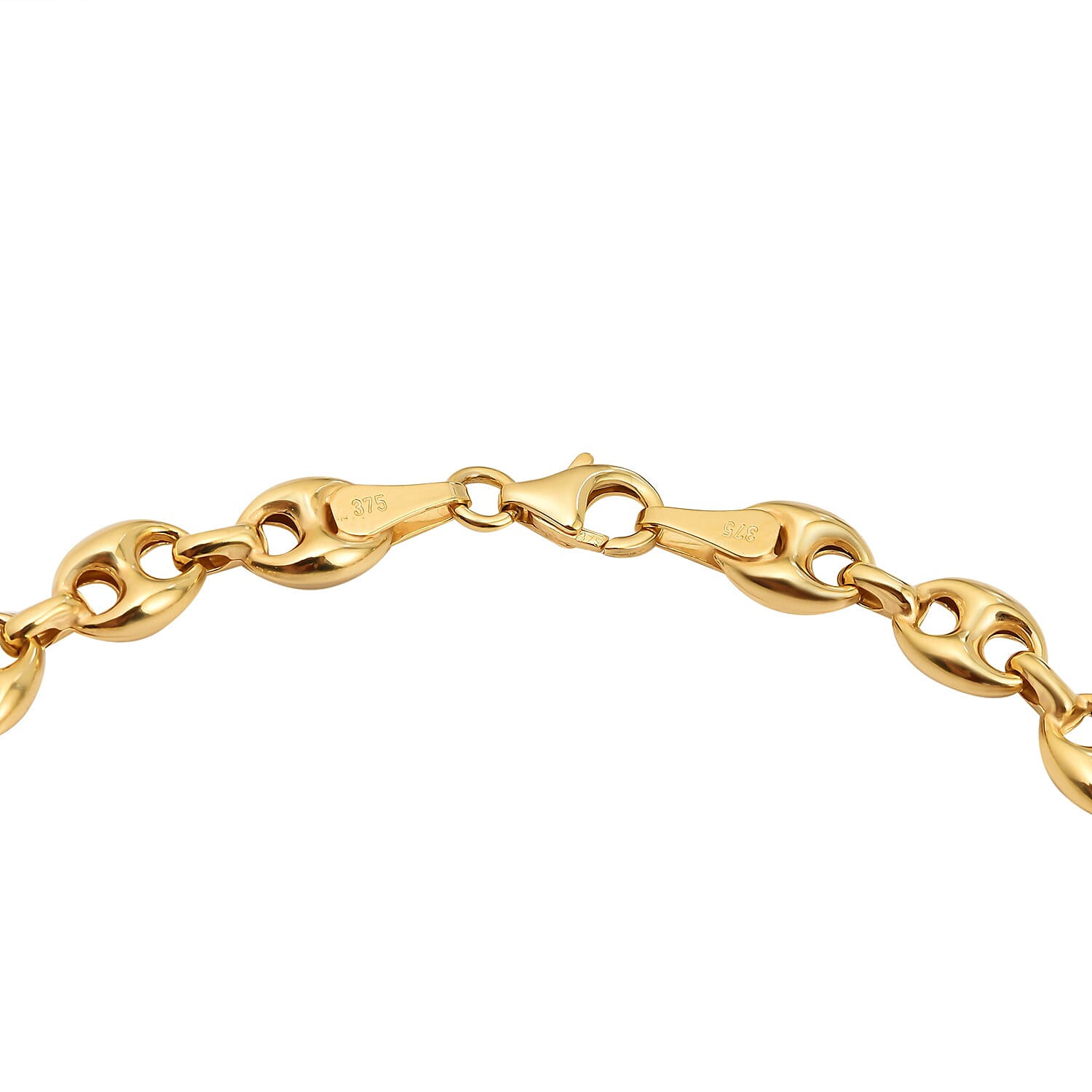 Italian Made- 9K Yellow Gold Mariner Bracelet (Size 8.5) with Lobster Clasp, Gold Wt 8.50 Gms