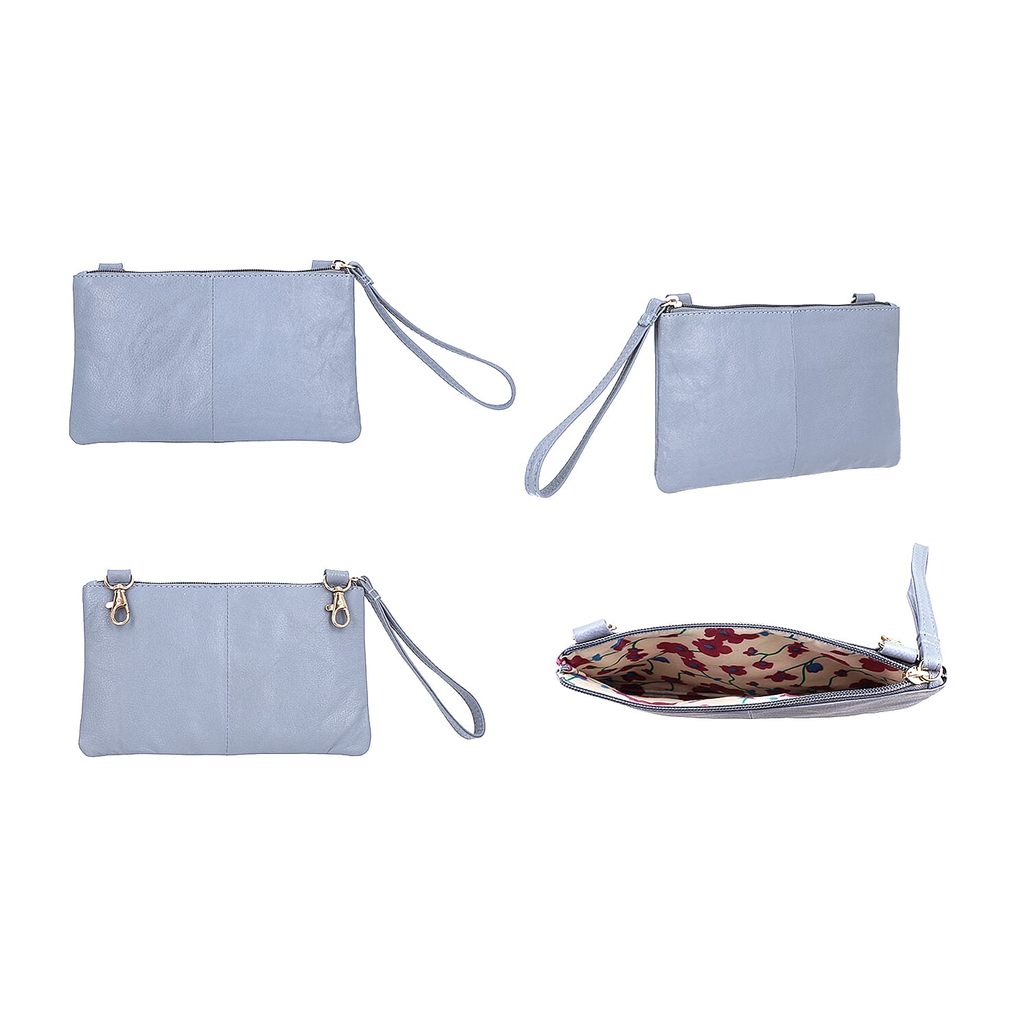 Union Code 100% Genuine Leather Blue Tote Bag and RFID Wristlet/Clutch Bag